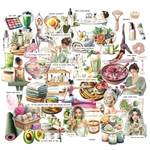 CrafTangles Precut Journal Stickers - Self Love 2(Pack of 70 stickers)