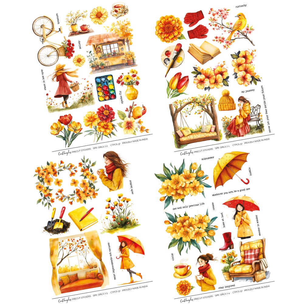 CrafTangles Precut Journal Stickers - Spring Girls 7 (Pack of 60 stickers) CTPCS 37 Spring Girls 07 CrafTangles Precut Journal Stickers CrafTangles Precut Journal Stickers - Spring Girls 7 (Pack of 60 stickers) - Image 3