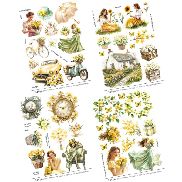 CrafTangles Precut Journal Stickers - Spring Girls 8 (Pack of 58 stickers) - Image 3
