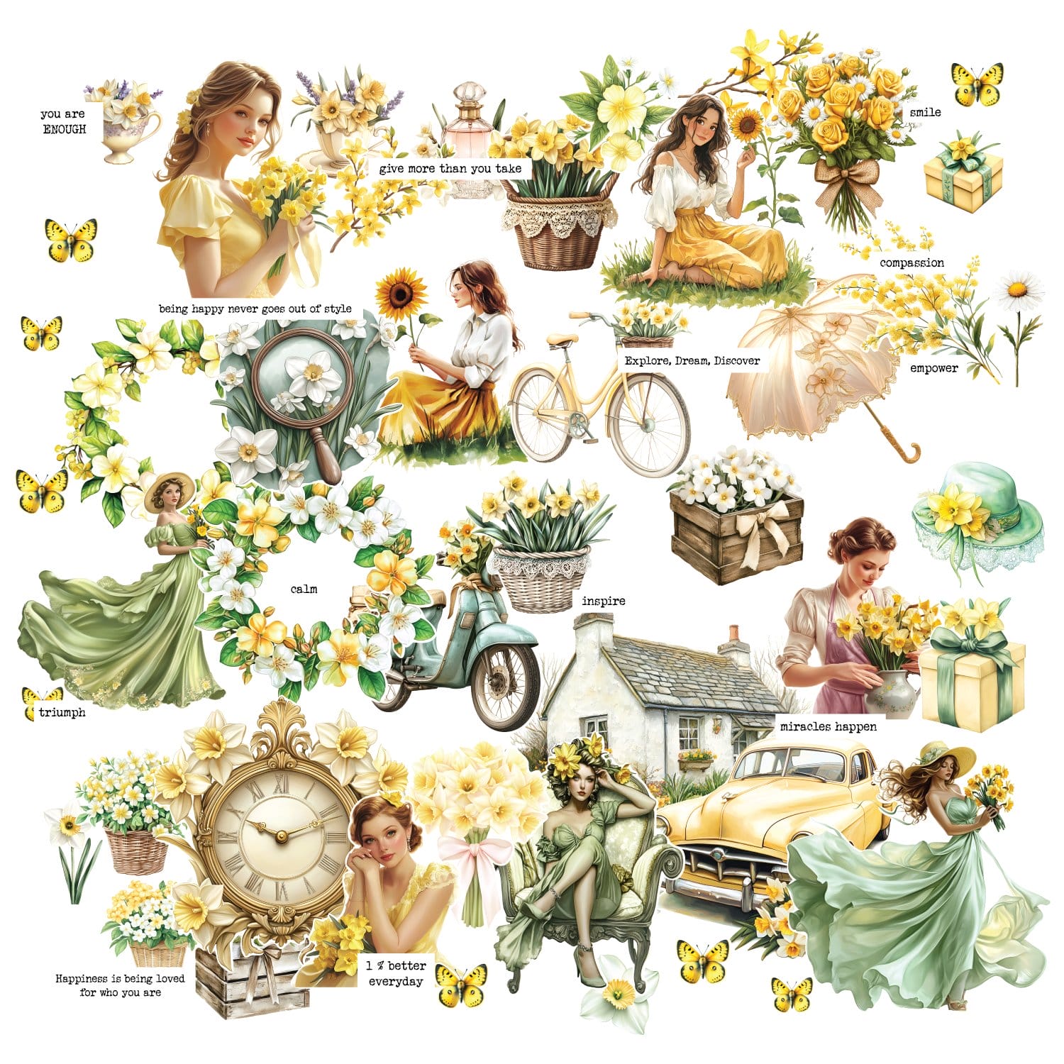 CrafTangles Precut Journal Stickers - Spring Girls 8 (Pack of 58 stickers) CTPCS 38 Spring Girls 08 CrafTangles Precut Journal Stickers 1 CrafTangles Precut Journal Stickers - Spring Girls 8 (Pack of 58 stickers)