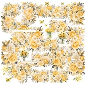 CrafTangles Precut Journal Stickers - Spring Flowers 7 (Pack of 38 stickers)