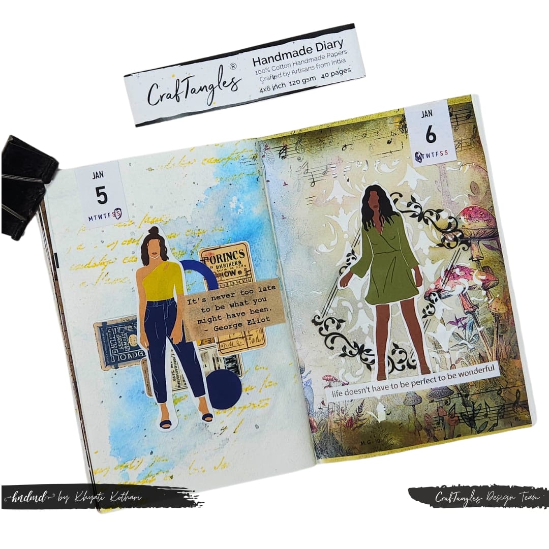 CrafTangles Journal Papers (A6 pack of 10 sheets) - Vintage Ladies 1 CrafTangles Handmade Diary 4by6inch 5 6Jan25 a CrafTangles Journal Papers (A6 pack of 10 sheets) - Vintage Ladies 1 - Image 6