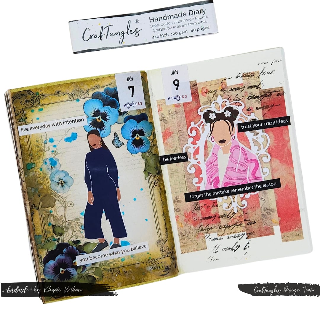 CrafTangles Journal Papers (A6 pack of 10 sheets) - Vintage Ladies 1 CrafTangles Handmade Diary 4by6inch 7 9Jan25 a CrafTangles Journal Papers (A6 pack of 10 sheets) - Vintage Ladies 1 - Image 5