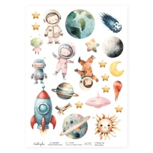 CrafTangles Decoupage Napkin / Tissue / Collage Paper - Space Kids 1