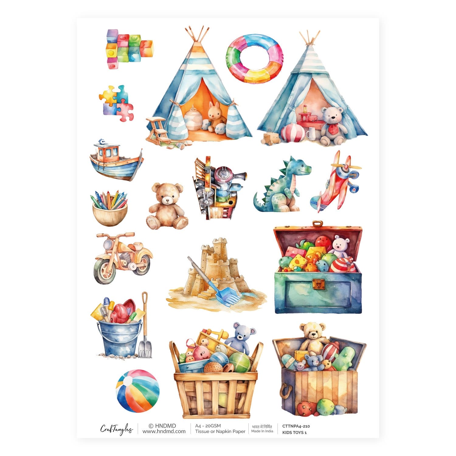 CrafTangles Decoupage Napkin / Tissue / Collage Paper - Kids Toys 1 210 Kids Toys 1 CrafTangles Tissue napkin paper CrafTangles Decoupage Napkin / Tissue / Collage Paper - Kids Toys 1