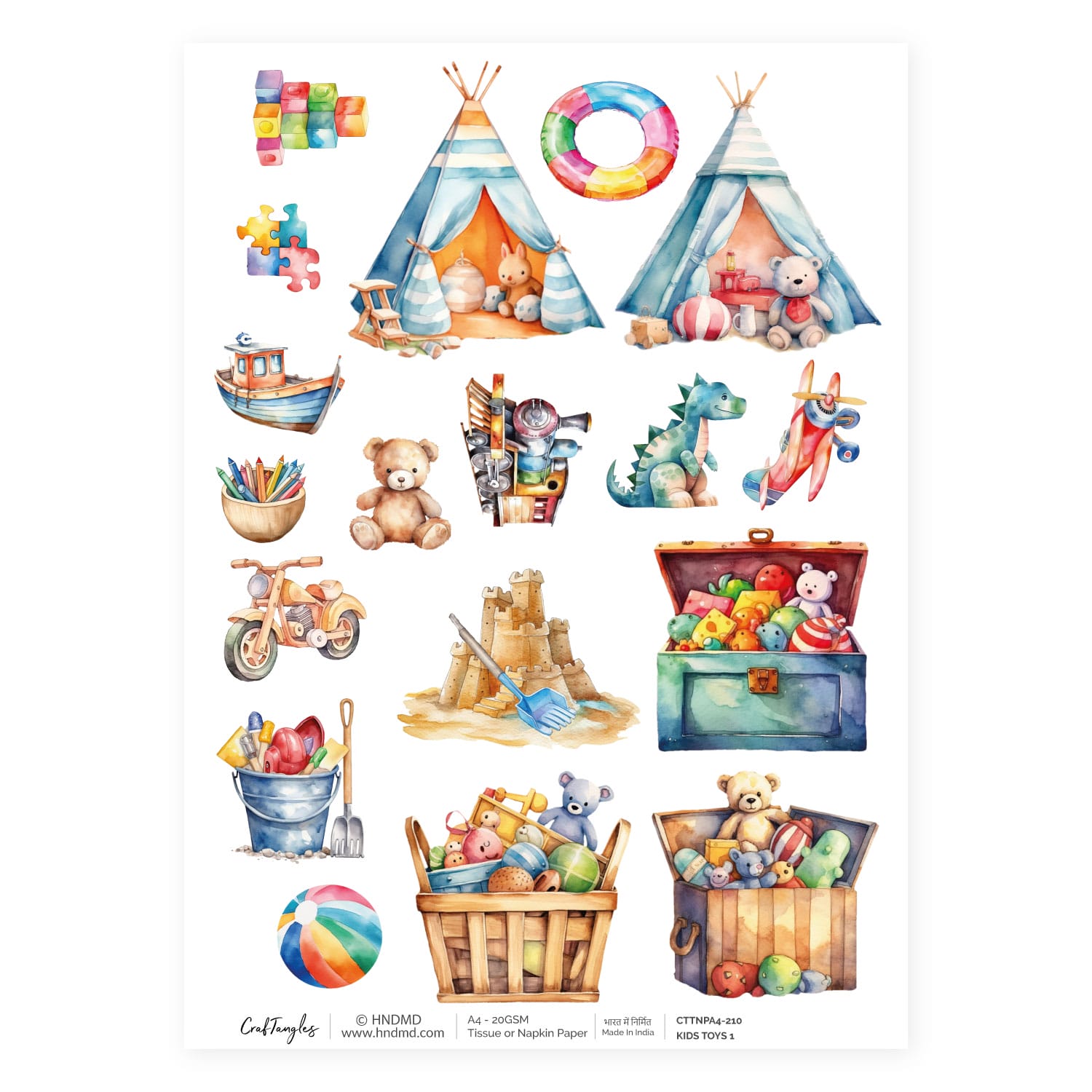 CrafTangles Decoupage Napkin / Tissue / Collage Paper - Kids Toys 1 210 Kids Toys 1 CrafTangles Tissue napkin paper CrafTangles Decoupage Napkin / Tissue / Collage Paper - Kids Toys 1