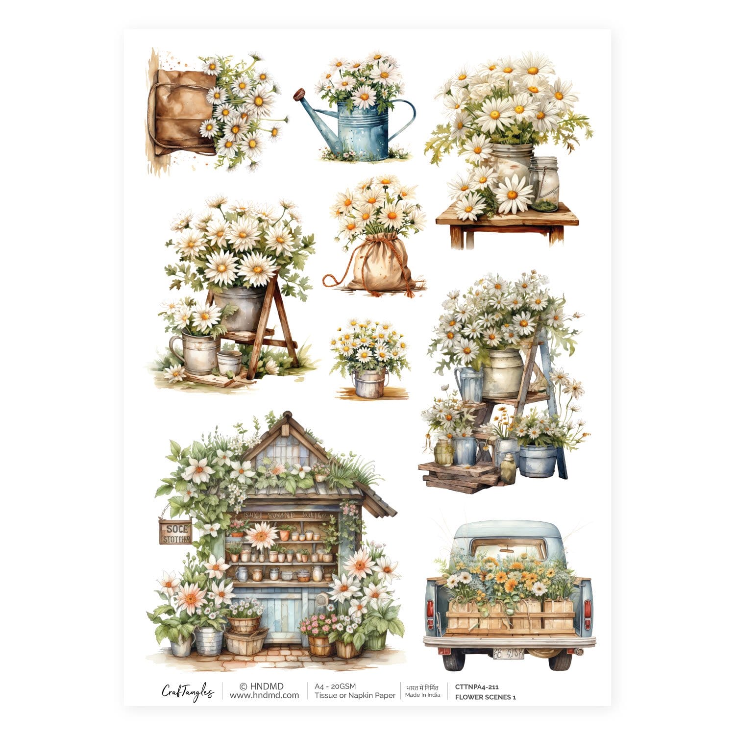 CrafTangles Decoupage Napkin / Tissue / Collage Paper - Flower Scenes 1 211 Flower Scenes 1 CrafTangles Tissue napkin paper CrafTangles Decoupage Napkin / Tissue / Collage Paper - Flower Scenes 1