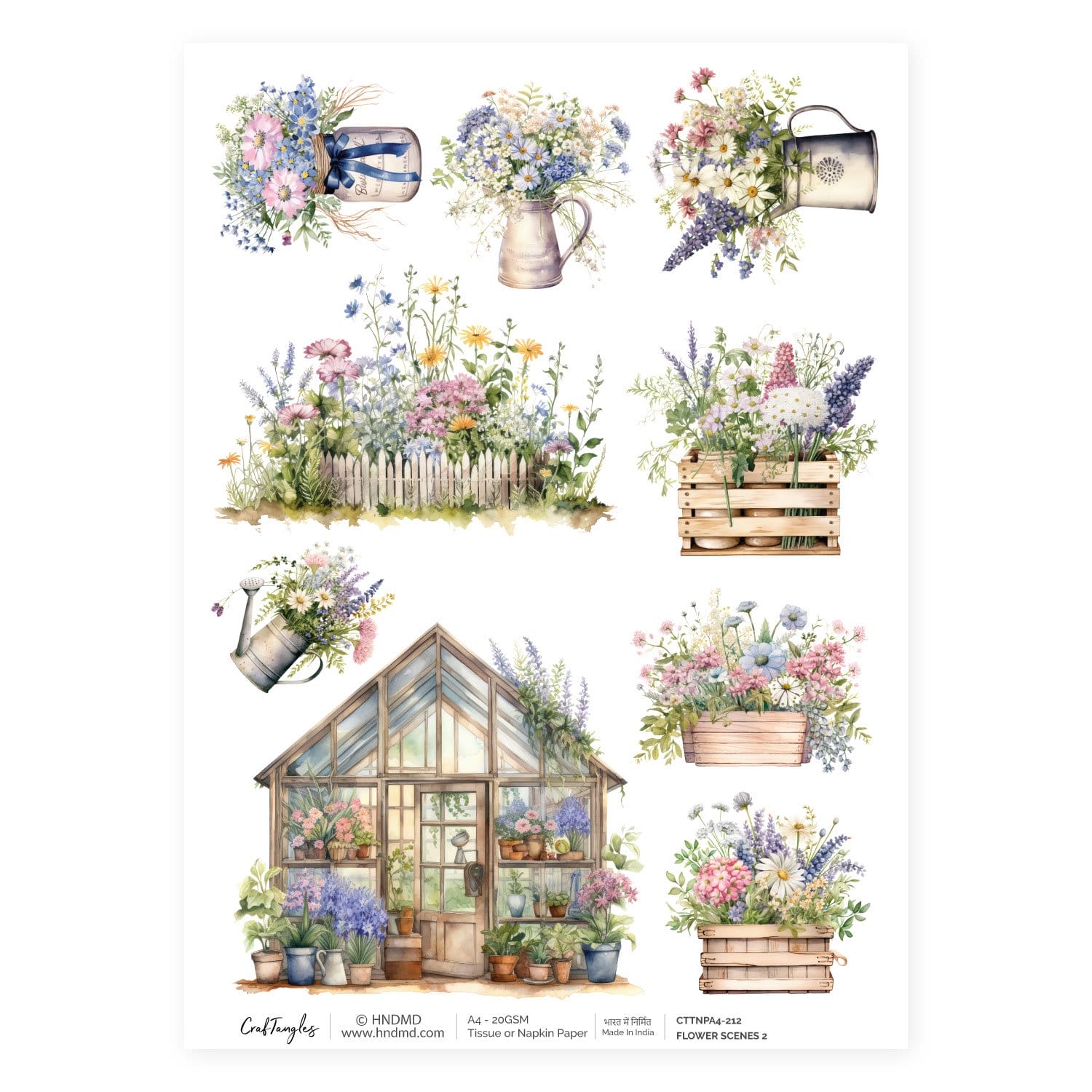 CrafTangles Decoupage Napkin / Tissue / Collage Paper - Flower Scenes 2 212 Flower Scenes 2 CrafTangles Tissue napkin paper CrafTangles Decoupage Napkin / Tissue / Collage Paper - Flower Scenes 2