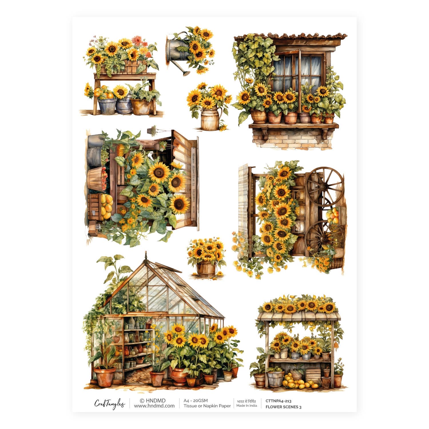 CrafTangles Decoupage Napkin / Tissue / Collage Paper - Flower Scenes 3 213 Flower Scenes 3 CrafTangles Tissue napkin paper CrafTangles Decoupage Napkin / Tissue / Collage Paper - Flower Scenes 3