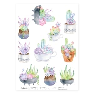 CrafTangles Decoupage Napkin / Tissue / Collage Paper - Floral Succulents 1