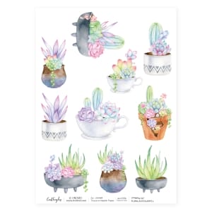 CrafTangles Decoupage Napkin / Tissue / Collage Paper - Floral Succulents 1