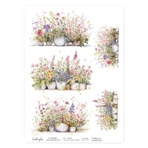CrafTangles Decoupage Napkin / Tissue / Collage Paper - Flower Pots 6