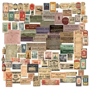 CrafTangles DieCuts / Ephemera Pack - Vintage Labels 1 (63 pcs)