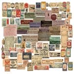 CrafTangles DieCuts / Ephemera Pack - Vintage Labels 1 (63 pcs)