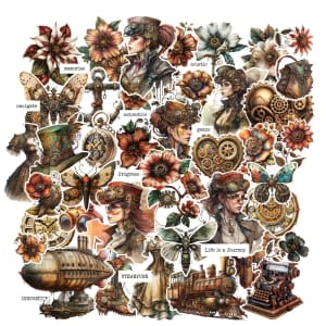 CrafTangles DieCuts / Ephemera Pack - Steampunk Ladies (50 pcs)