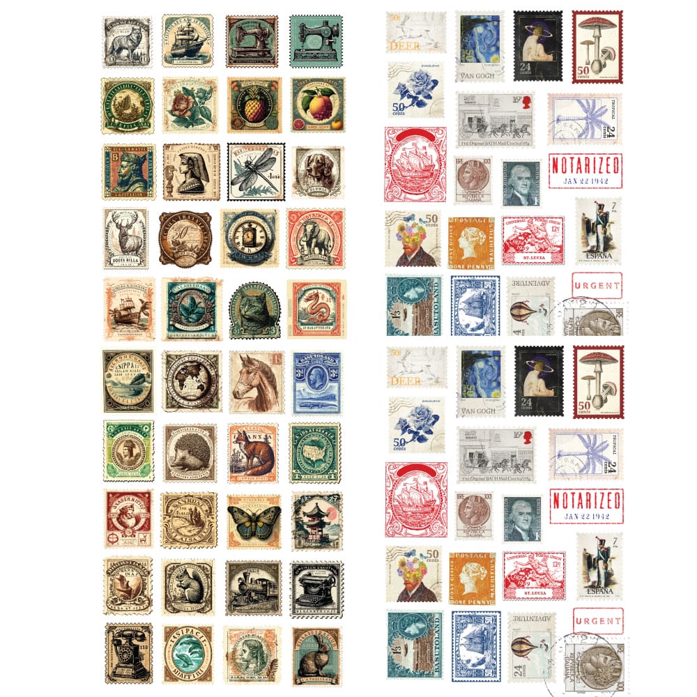 CrafTangles DieCuts / Ephemera Pack - Vintage Stamps (80 pcs)