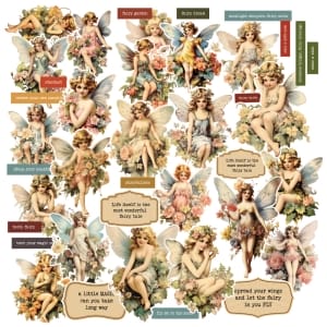 CrafTangles DieCuts / Ephemera Pack - Vintage Fairies (40 pcs)