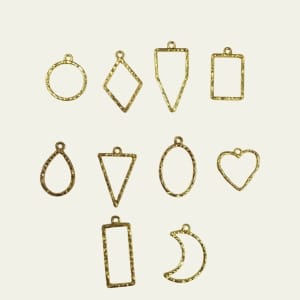 Metal Bezels or pendant for UV Resin (Pack of 10) - Gold
