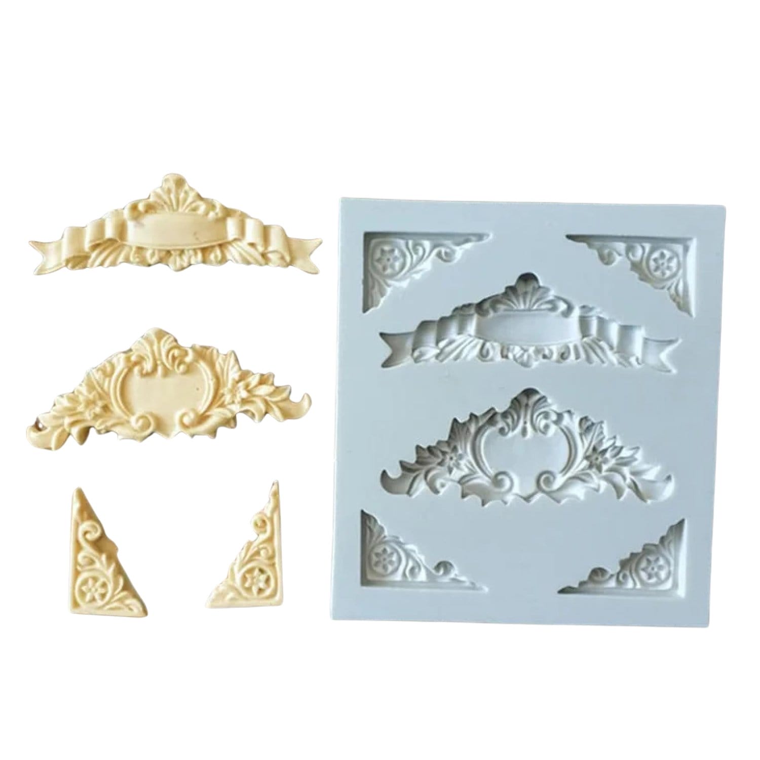 Silicone Mould - Vintage Corners and Banners NSB 0034 silicone mould Silicone Mould - Vintage Corners and Banners - Image 2