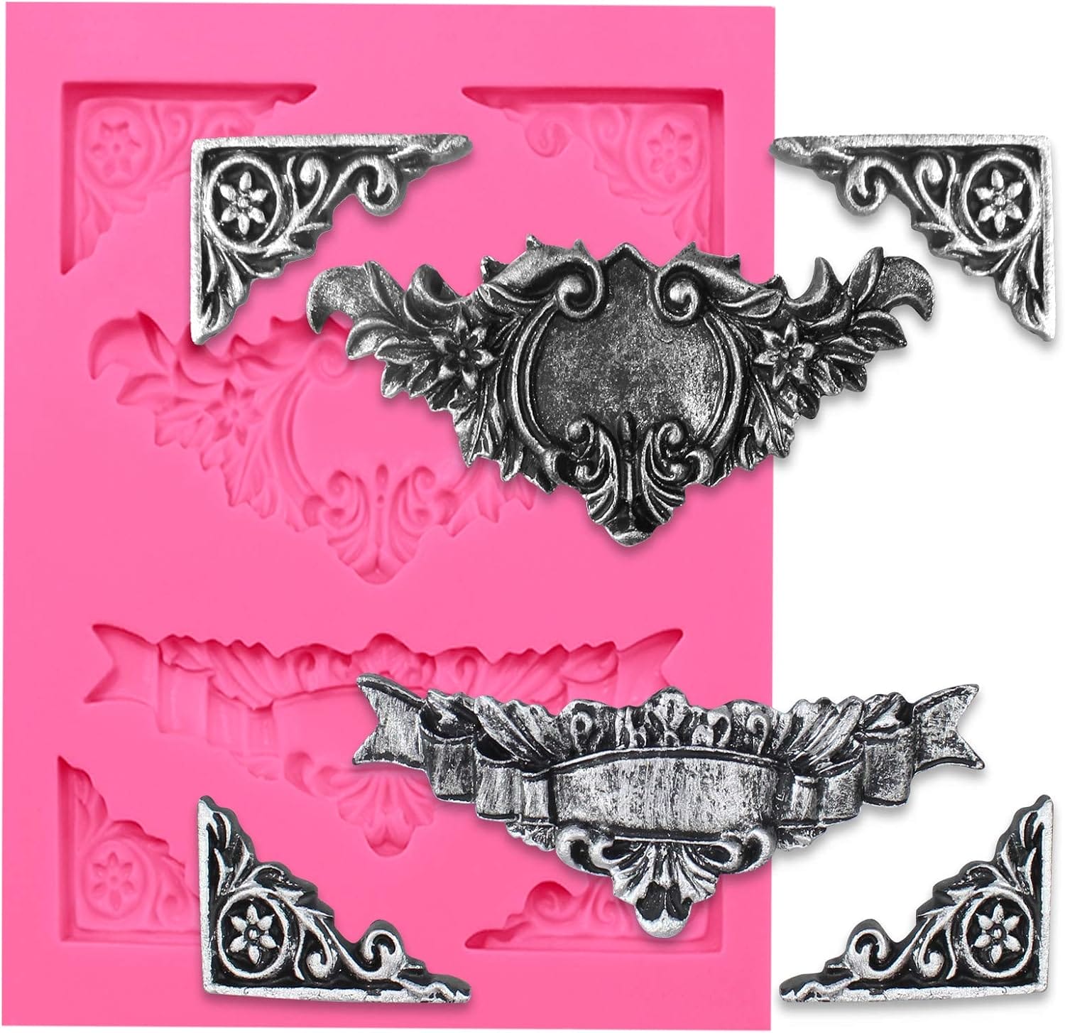 Silicone Mould - Vintage Corners and Banners NSB 0034 silicone mould 2 Silicone Mould - Vintage Corners and Banners