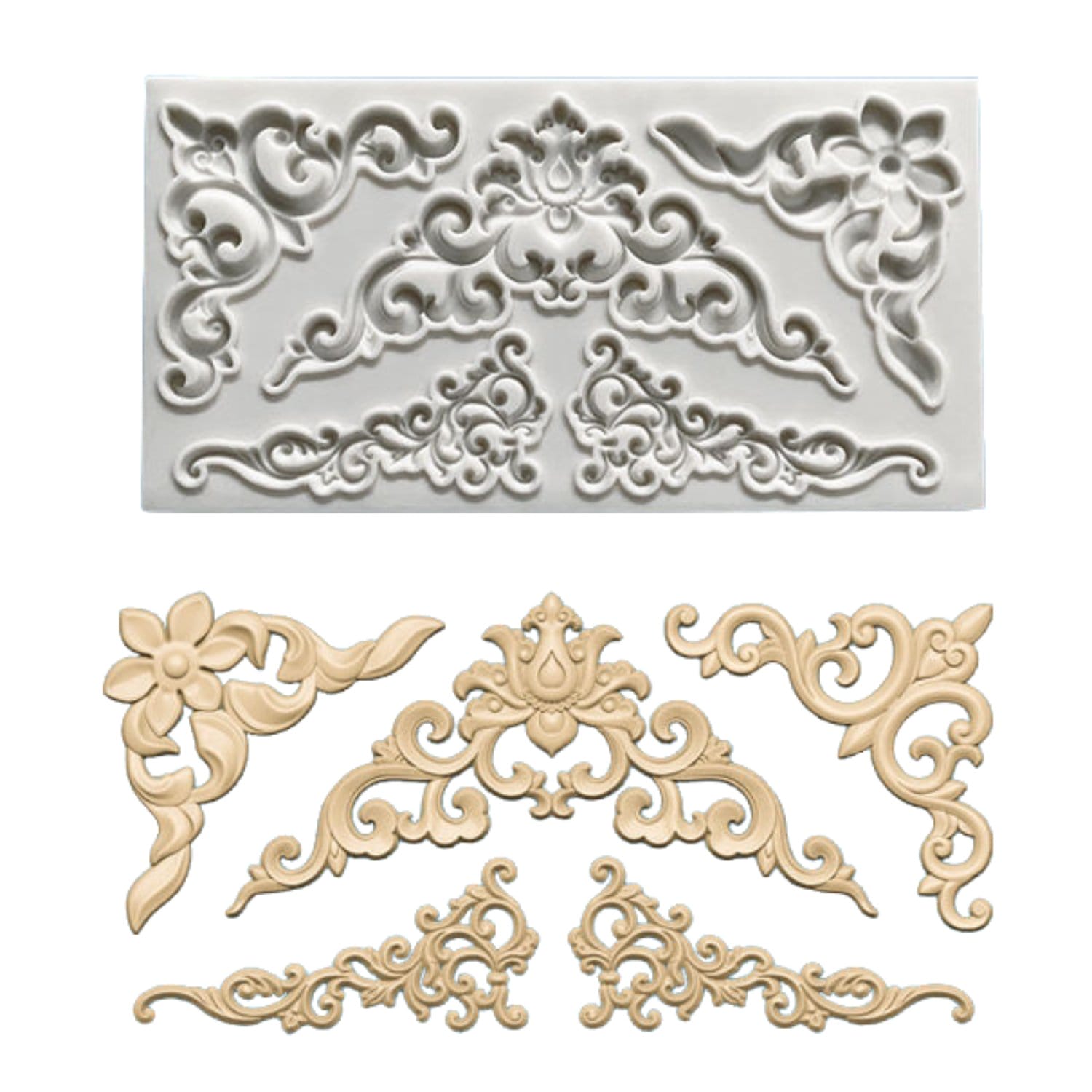Silicone Mould - Multiple Flourishes 2 fancy flourishes silicone mould 63 Silicone Mould - Multiple Flourishes 2