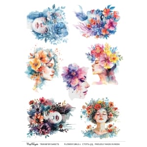 CrafTangles A4 Transfer It Sheets - Flower Girls 1