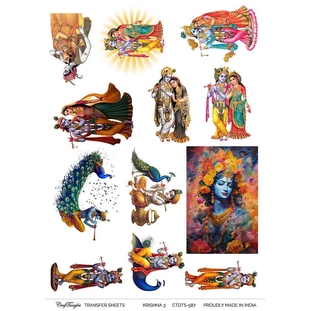 CrafTangles A4 Transfer It Sheets - Krishna 3 CTDTS 587 CrafTangles transfer sheet Krishna 3 CrafTangles A4 Transfer It Sheets - Krishna 3