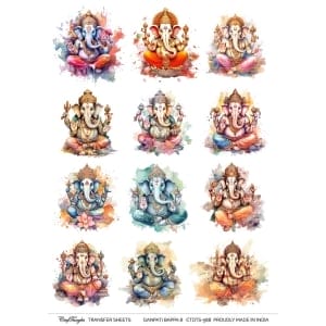 CrafTangles A4 Transfer It Sheets - Ganpati Bappa 8