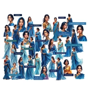 CrafTangles Precut Journal Stickers - Indian Girls 2 (Pack of 50 stickers)