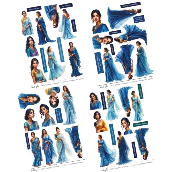 CrafTangles Precut Journal Stickers - Indian Girls 2 (Pack of 50 stickers) - Image 3
