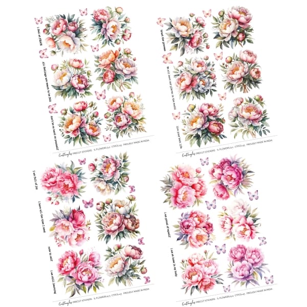 CrafTangles Precut Journal Stickers - Spring Flowers 9 (Pack of 60 stickers) - Image 3