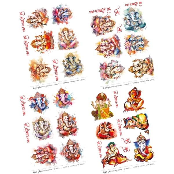 CrafTangles Precut Journal Stickers - Ganpati 1 (Pack of 38 stickers) - Image 3