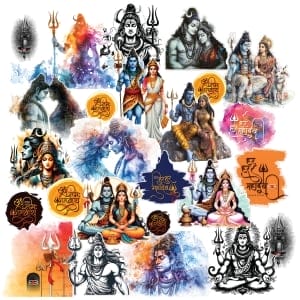 CrafTangles Precut Journal Stickers - Shiv Parvati 1 (Pack of 25 stickers)