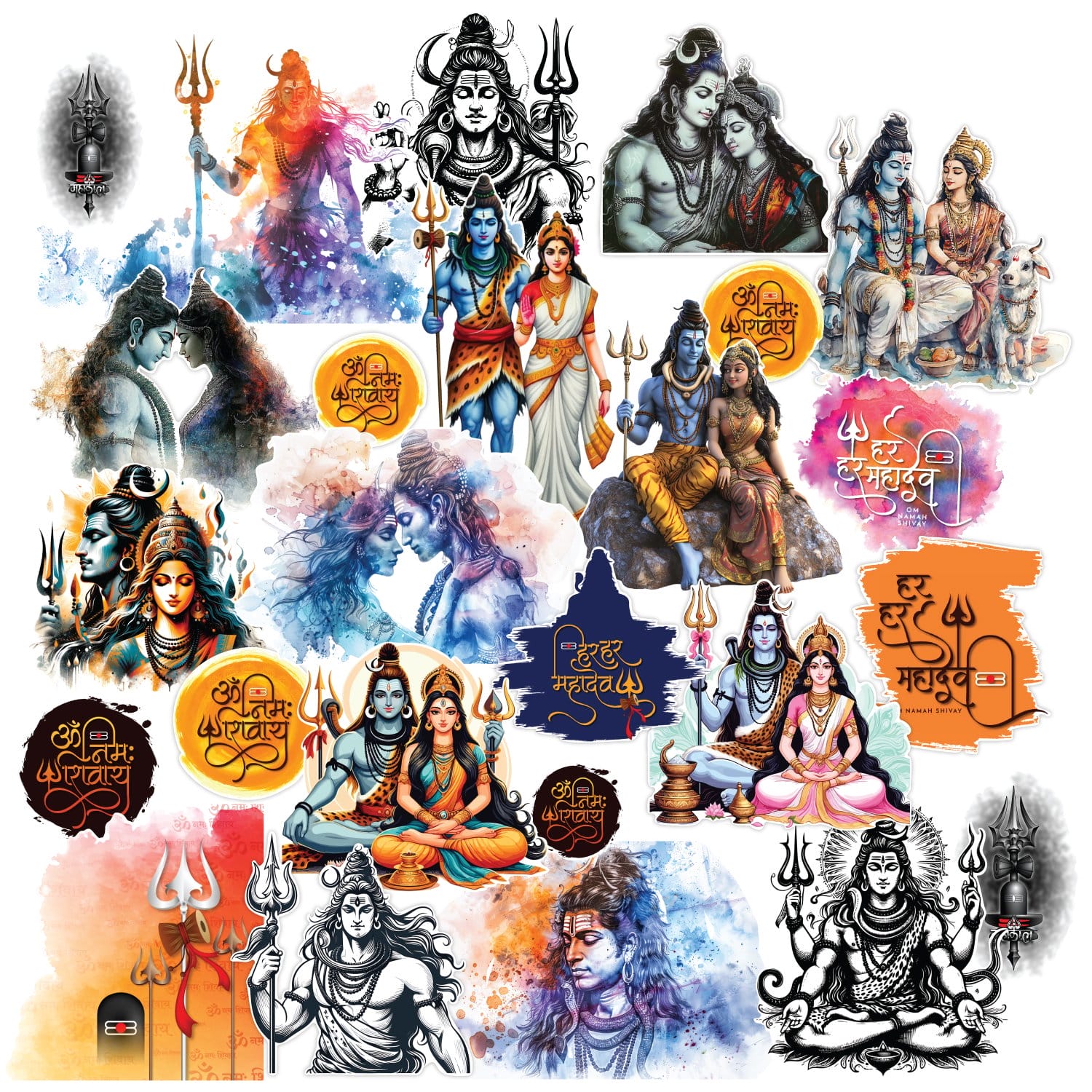 CrafTangles Precut Journal Stickers - Shiv Parvati 1 (Pack of 25 stickers)