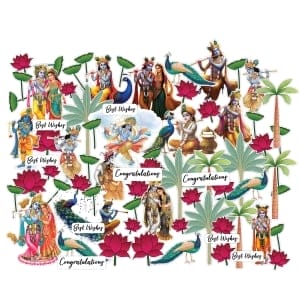 CrafTangles Precut Journal Stickers - Radha Krishna 1 (Pack of 74 stickers)