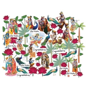 CrafTangles Precut Journal Stickers - Radha Krishna 1 (Pack of 74 stickers)