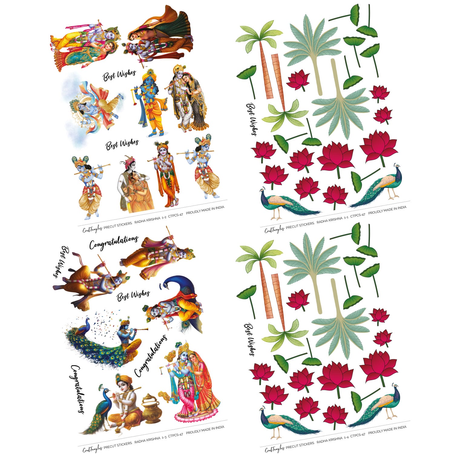 CrafTangles Precut Journal Stickers - Radha Krishna 1 (Pack of 74 stickers) CTPCS 47 Radha Krishna 1 CrafTangles Precut Journal Stickers 2 CrafTangles Precut Journal Stickers - Radha Krishna 1 (Pack of 74 stickers) - Image 3