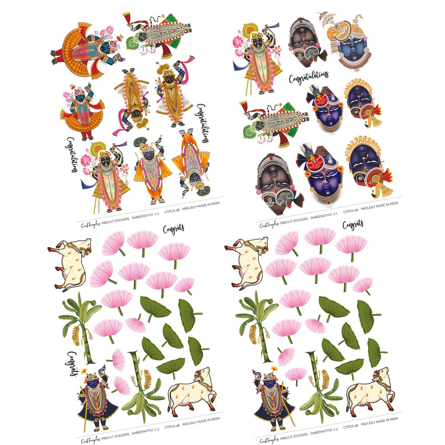 CrafTangles Precut Journal Stickers - Shreenathji 1 (Pack of 68 stickers) CTPCS 48 Sreenathji 1 CrafTangles Precut Journal Stickers 2 CrafTangles Precut Journal Stickers - Shreenathji 1 (Pack of 68 stickers) - Image 3