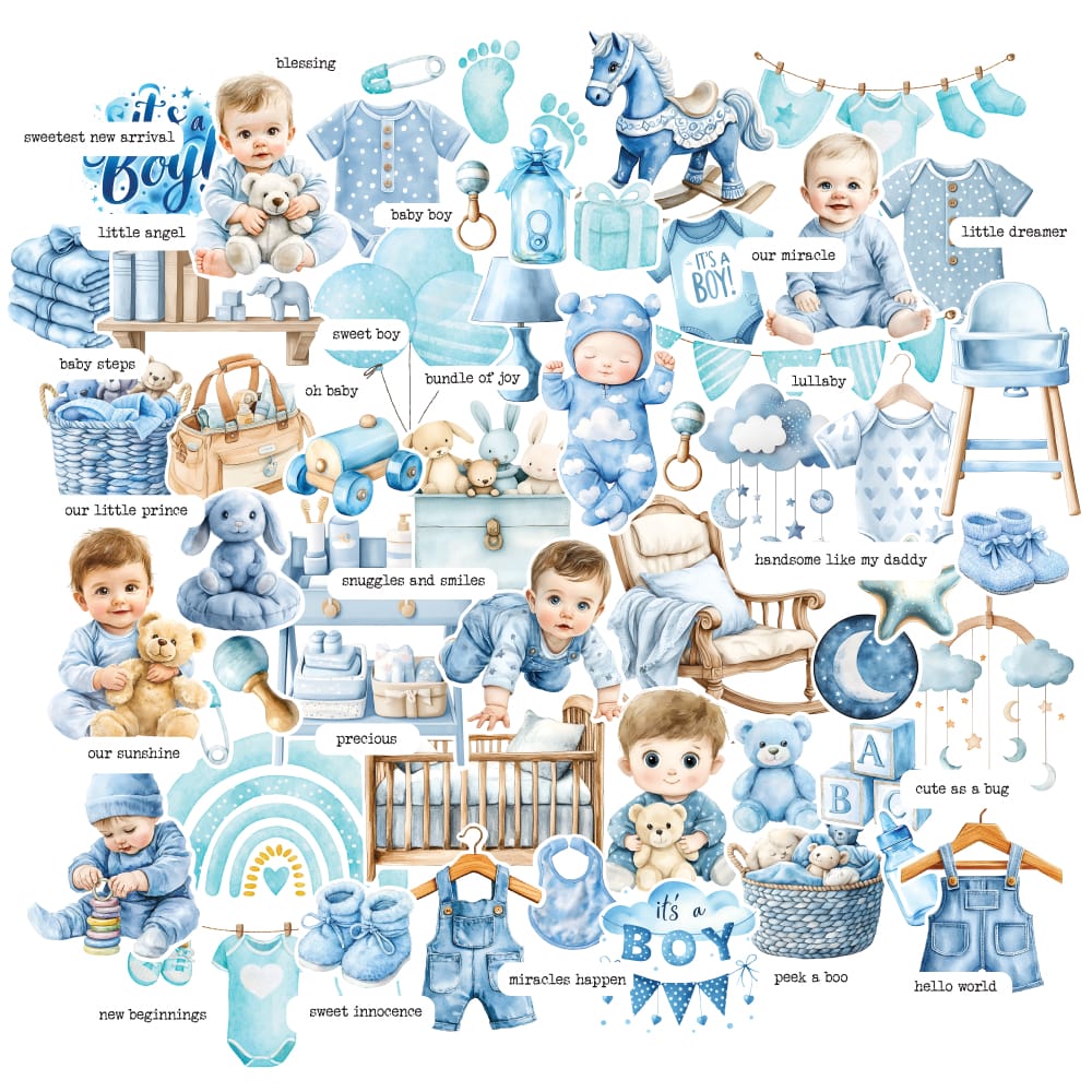 CrafTangles DieCuts / Ephemera Pack - Baby Boy (72 pcs) CrafTangles Die cuts ephemera Baby Boy CTDCP 19 CrafTangles DieCuts / Ephemera Pack - Baby Boy (72 pcs)