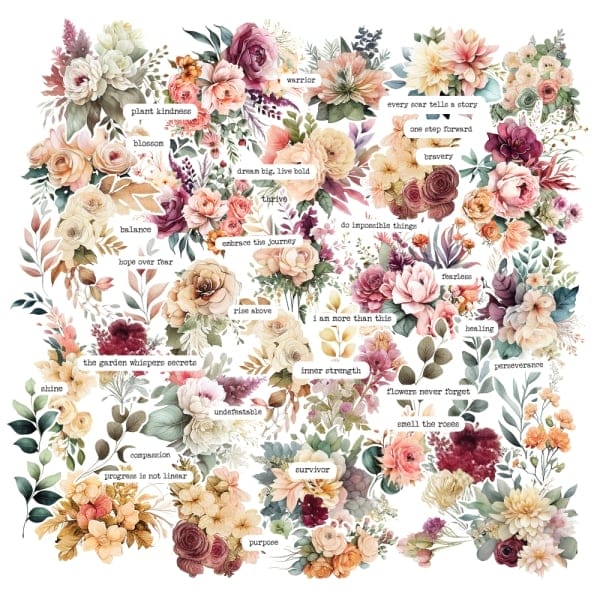 CrafTangles DieCuts / Ephemera Pack - Colourful Flowers 1 (68 pcs)