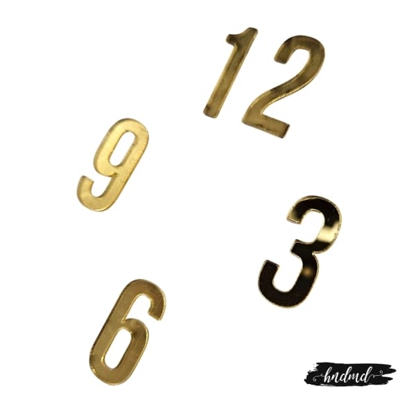 Acrylic English Number For Clock - Gold (4 pcs) - 1 inch - Image 2