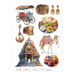 CrafTangles Decoupage Napkin / Tissue / Collage Paper - Indian Elements 1