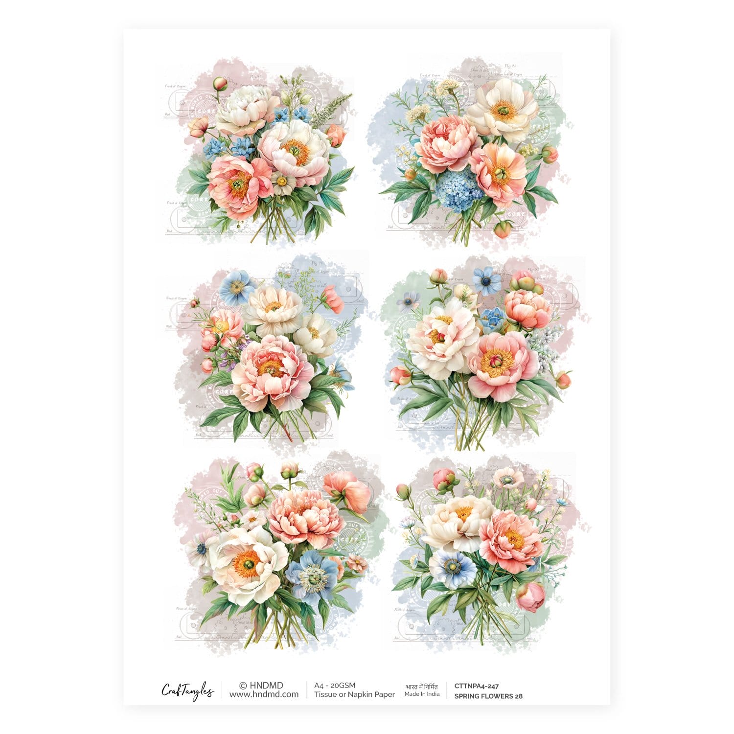 CrafTangles Decoupage Napkin / Tissue / Collage Paper - Spring Flowers 28 247 Spring Flowers 28 CrafTangles Tissue napkin paper CrafTangles Decoupage Napkin / Tissue / Collage Paper - Spring Flowers 28