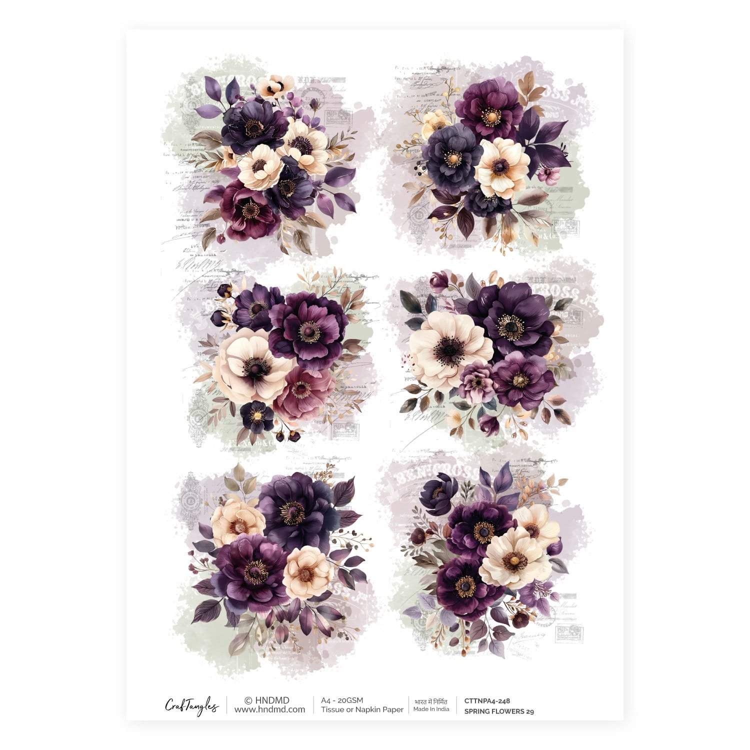 CrafTangles Decoupage Napkin / Tissue / Collage Paper - Spring Flowers 29 248 Spring Flowers 29 CrafTangles Tissue napkin paper CrafTangles Decoupage Napkin / Tissue / Collage Paper - Spring Flowers 29