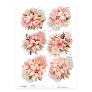 CrafTangles Decoupage Napkin / Tissue / Collage Paper - Poinsettia Flowers 3