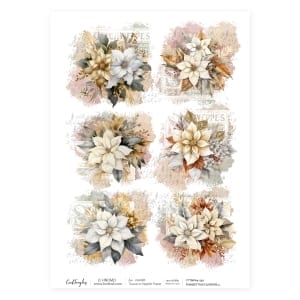 CrafTangles Decoupage Napkin / Tissue / Collage Paper - Poinsettia Flowers 4