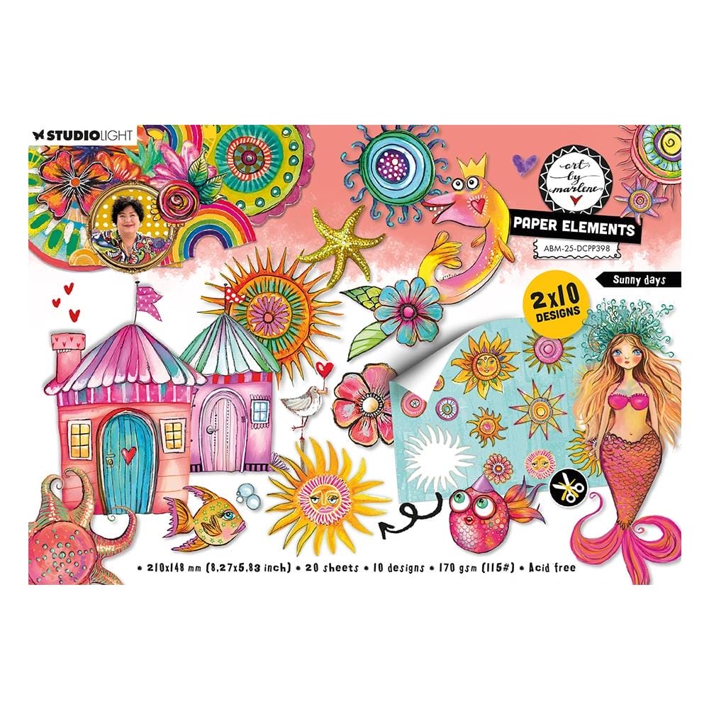 Art By Marlene Die-Cut Paper Pad 8.26"X5.83" 20/Pkg - Sunny Days Art By Marlene Die Cut Paper Pad ABM 25 DCPP398 Art By Marlene Die-Cut Paper Pad 8.26"X5.83" 20/Pkg - Sunny Days