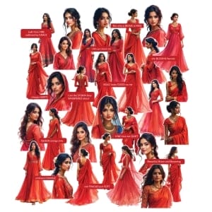 CrafTangles Precut Journal Stickers - Indian Girls 3 (Pack of 43 stickers)