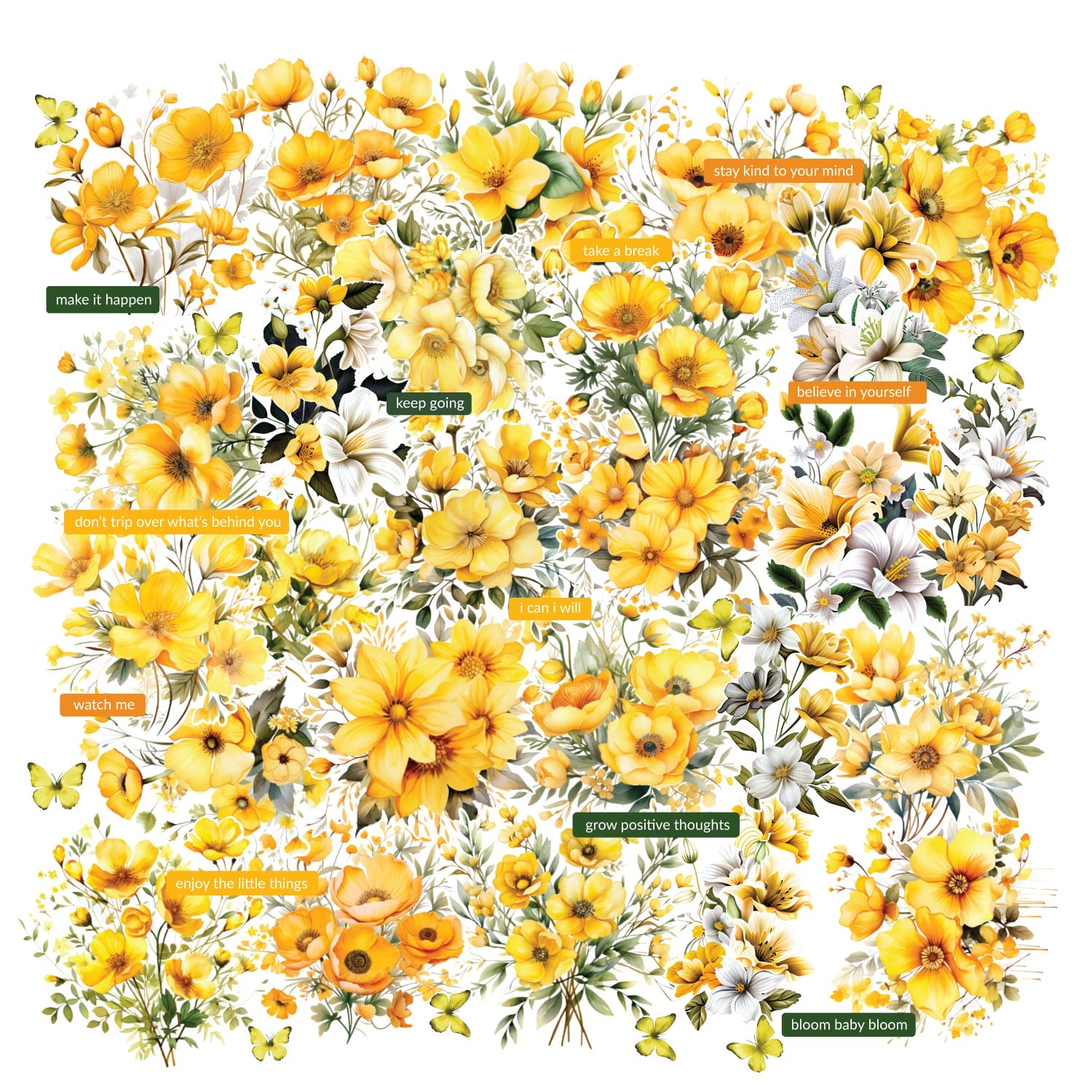 CrafTangles Precut Journal Stickers - Spring Flowers 12 (Pack of 47 stickers) CTPCS 52 Spring Flowers 12 CrafTangles Precut Journal Stickers 1 CrafTangles Precut Journal Stickers - Spring Flowers 12 (Pack of 47 stickers)