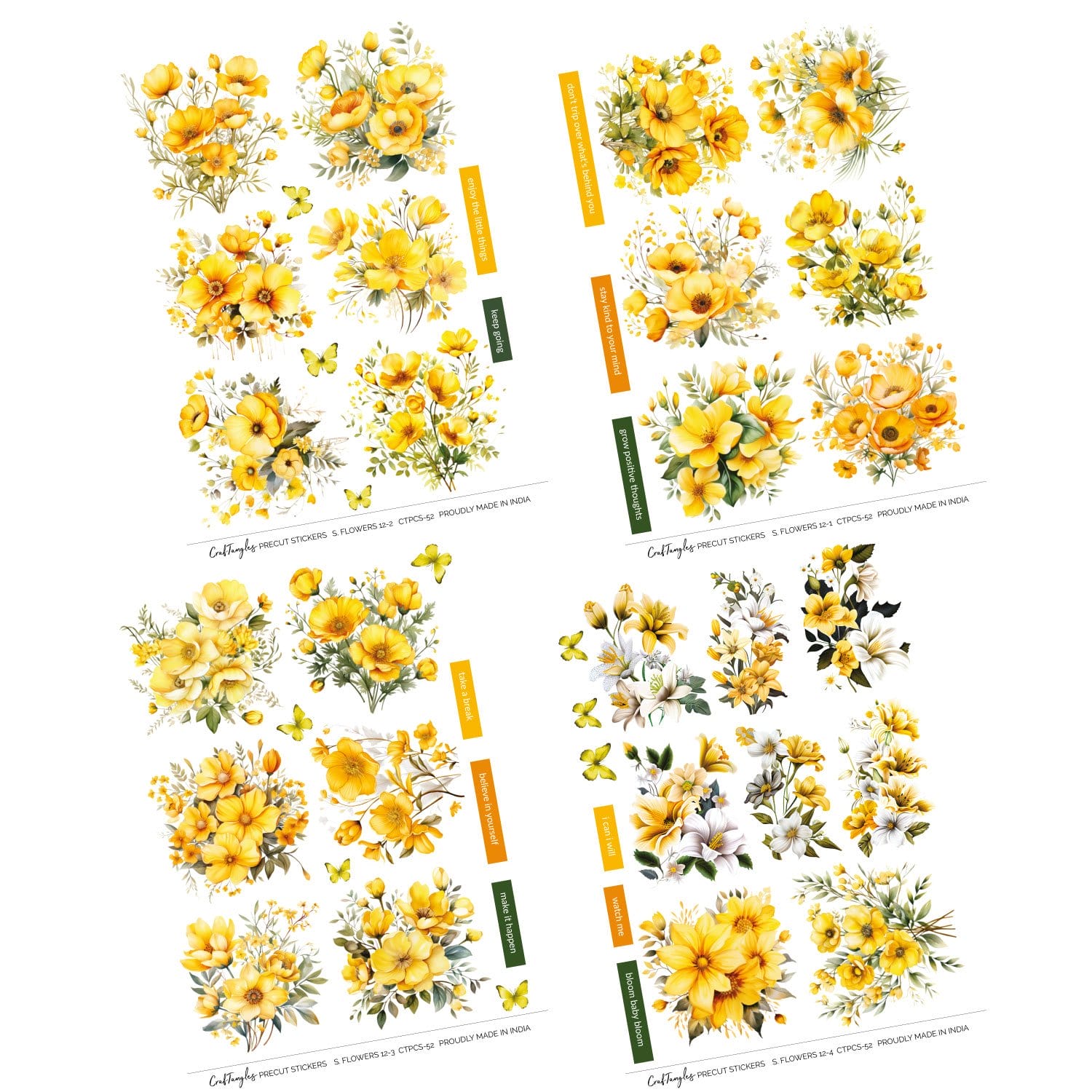 CrafTangles Precut Journal Stickers - Spring Flowers 12 (Pack of 47 stickers) CTPCS 52 Spring Flowers 12 CrafTangles Precut Journal Stickers 3 CrafTangles Precut Journal Stickers - Spring Flowers 12 (Pack of 47 stickers) - Image 3